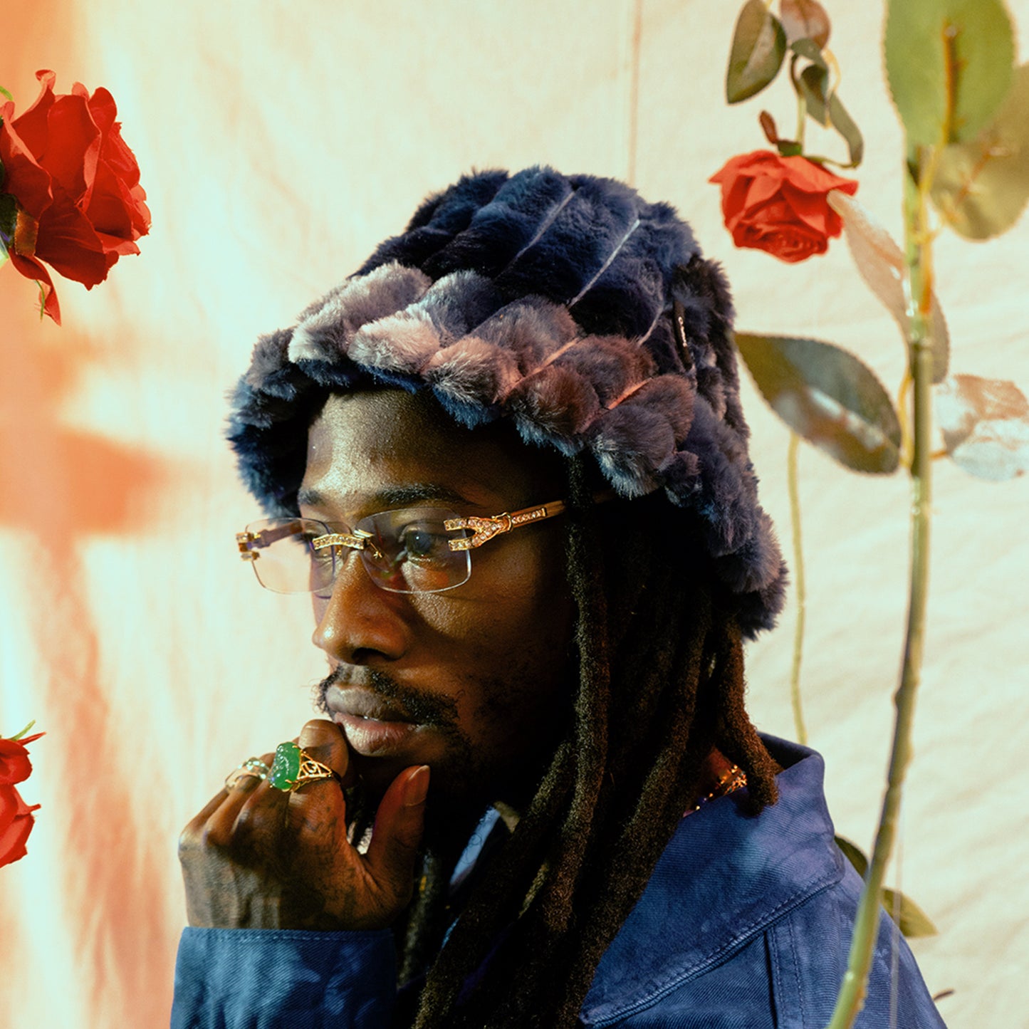 “Conscious Thoughts” Marbled Faux Fur Bucket Hat